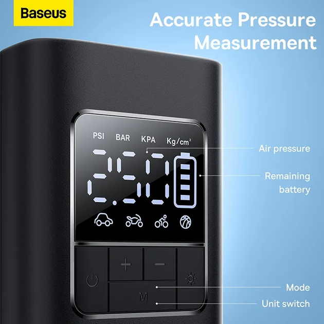 Портативный компрессор для авто Baseus Super Mini Pro Series BS-CG016 4000mAh Black - изображение 8