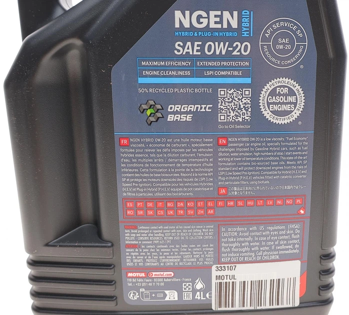 Olej silnikowy Motul NGEN Hybrid SAE 0W-20 4 l 111000 (3374650262468) - obraz 3