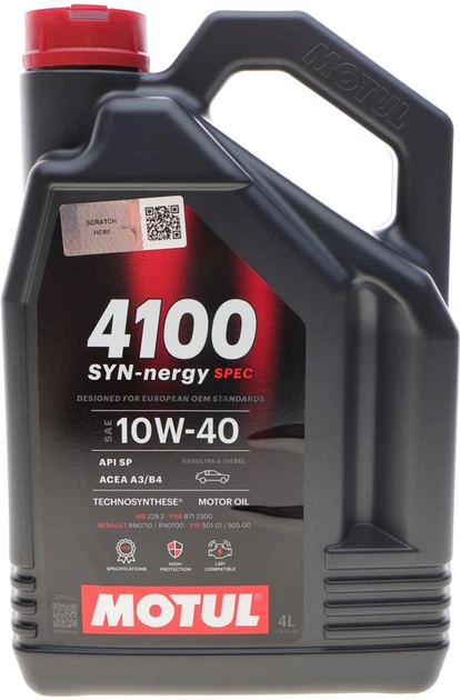 Моторна олива Motul 4100 Syn-nergy Spec SAE 10W-40 4 л 112891 (3374650406732) - зображення 1