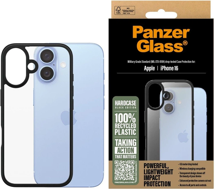 Панель PanzerGlass HardCase для Apple iPhone 16 Transparent/Black (5715685003189) - зображення 3