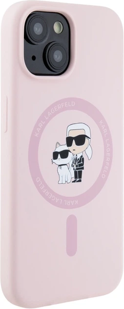 Etui plecki Karl Lagerfeld Silicone Karl&Choupette MagSafe do Apple iPhone 15 Pink (3666339254469) - obraz 4
