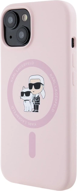 Панель Karl Lagerfeld Silicone Karl&Choupette MagSafe для Apple iPhone 15 Plus Pink (3666339254476) - зображення 2