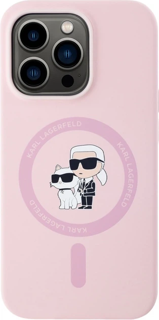 Панель Karl Lagerfeld Silicone Karl&Choupette MagSafe для Apple iPhone 14 Pro Max Pink (3666339254452) - зображення 3