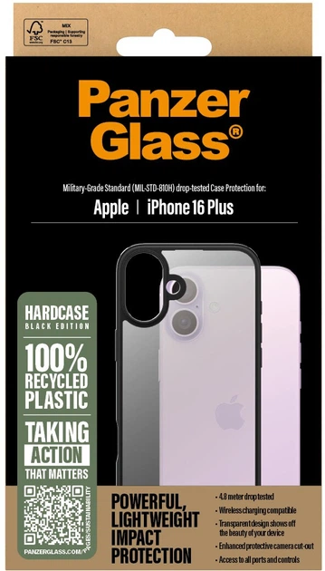 Панель PanzerGlass HardCase для Apple iPhone 16 Plus Transparent/Black (5715685003202) - зображення 4