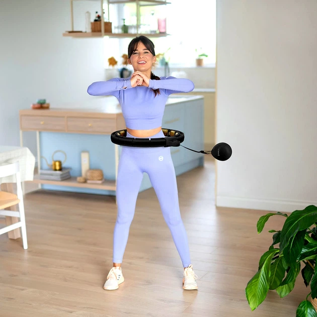 Hula-hop HMS HHM13 z magnesami, obciążnikiem i licznikiem czarno-złoty (5907695557633) - obraz 10