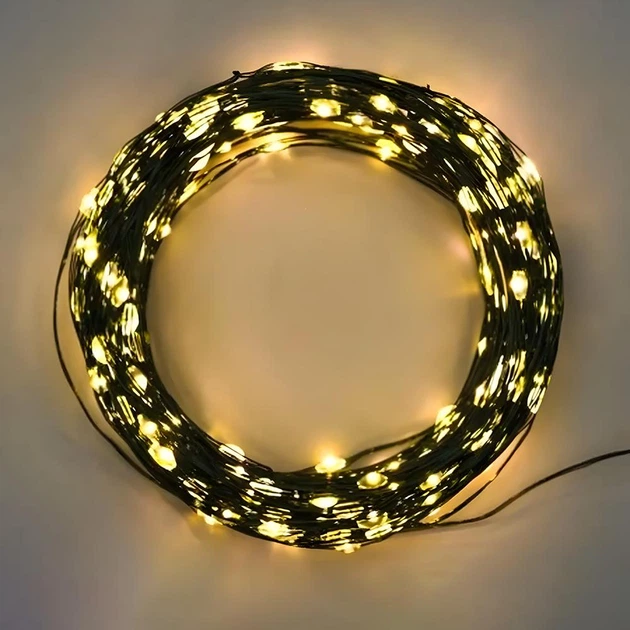 Светодиодная гирлянда нить "Роса" 30 м, с пультом, 300 LED, от USB, зеленый провод, Теплый белый - Фото 2 Светодиодная гирлянда нить "Роса" 30 м, с пультом, 300 LED, от USB, зеленый провод, Теплый белый - изображение 2