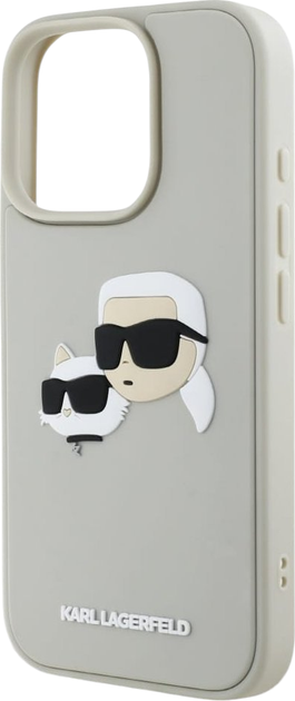 Etui plecki Karl Lagerfeld HC 3D Rubber Double Heads do Apple iPhone 16 Pro Beige (3666339402365) - obraz 6