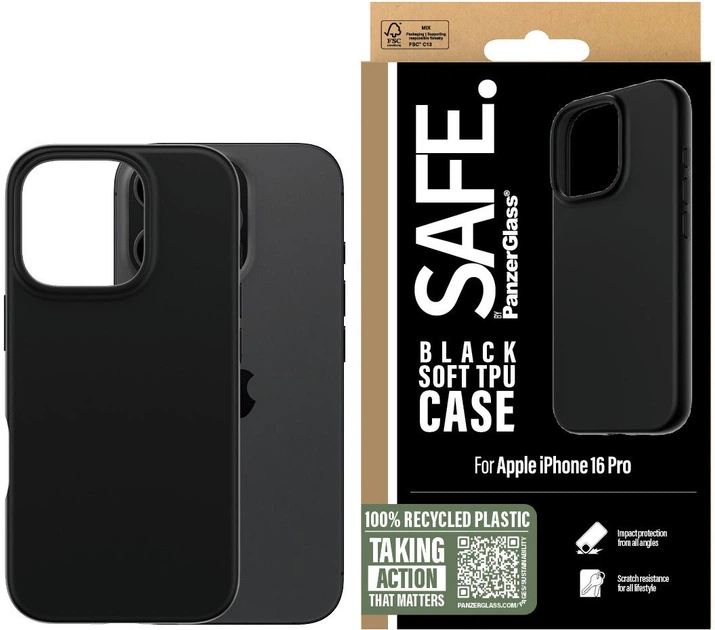 Панель PanzerGlass SAFE. для Apple iPhone 16 Pro Black (SAFE95901) - зображення 4