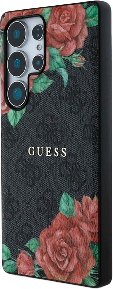 Etui Guess 4G Flowers Print Metal Classic Logo MagSafe do Samsung Galaxy S25 Ultra Black (3666339449278) - obraz 2