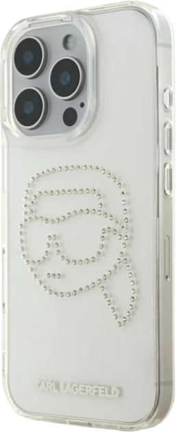 Etui Karl Lagerfeld IML Rhinestones Karl Head do Apple iPhone 16 Pro Max Transparent (KLHCP16XHKHDCELT) - obraz 2