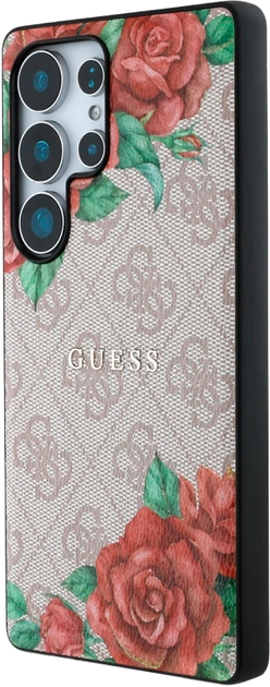 Etui Guess 4G Flowers Print Metal Classic Logo MagSafe do Samsung Galaxy S25 Ultra Pink (3666339449292) - obraz 2