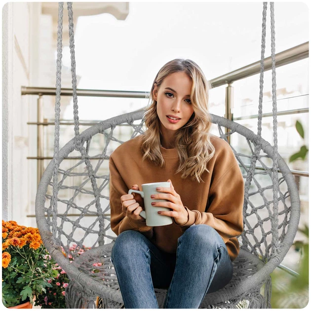 Підвісна гойдалка-крісло Sofotel Boho садова сіра (290002) (955555913857361) - Уцінка - зображення 6