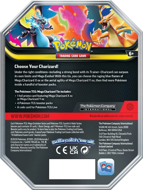 Zestaw kart Pokemon Pokemon TCG: 2026 Spring Tin - Mega Charizard X ex (196214130852) - obraz 4