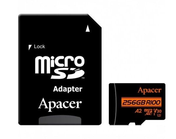 Карта памяти Apacer MicroSDXC 256GB UHS-I/U3 Class 10 (AP256GMCSX10U8-R) + SD адаптер - Фото 1 Карта памяти Apacer MicroSDXC 256GB UHS-I/U3 Class 10 (AP256GMCSX10U8-R) + SD адаптер - изображение 1
