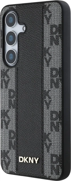 Etui plecki DKNY Leather Checkered Pattern MagSafe do Samsung Galaxy S25 Black (3666339423544) - obraz 2
