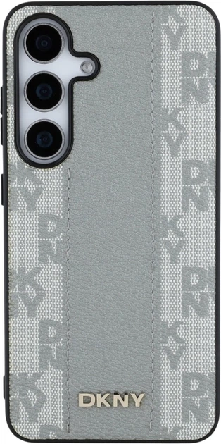 Etui plecki DKNY Leather Checkered Pattern MagSafe do Samsung Galaxy S25 Taupe (3666339423575) - obraz 3