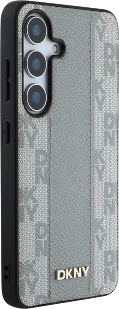 Etui plecki DKNY Leather Checkered Pattern MagSafe do Samsung Galaxy S25 Taupe (3666339423575) - obraz 4