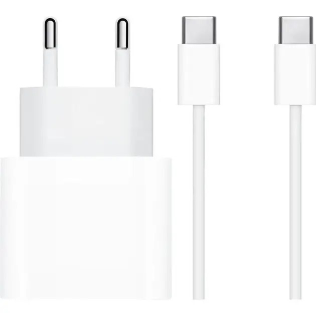 Мережевий зарядний пристрій для iPad IPhone 15 16 Pro Plus Max 35W USB-C + кабель type-c type-c 1М Комплект швидкої зарядки White S20W11 - зображення 4