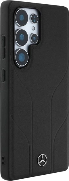 Etui plecki Mercedes Leather Debossed Lines MagSafe do Samsung Galaxy S25 Ultra Black (3666339423841) - obraz 4