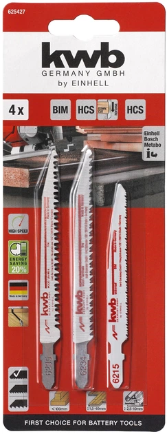 Набір пилок до лобзика KWB Akku Top 625427 4 шт (4009316254271) - зображення 2