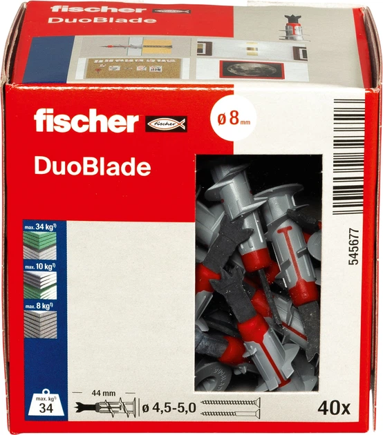 Kołek rozporowy Fischer DuoBlade 545677 do płyt gipsowo-kartonowych 40 szt (4048962323726) - obraz 2