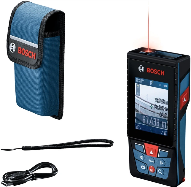 Лазерний далекомір Bosch Professional GLM 150-27 C 0601072Z00 + Кабель Micro USB + Захисний чохол + Ремінь для перенесення (4059952614304) - зображення 4