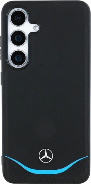 Панель Mercedes Leather Contrasted Blue Horizontal Curve MagSafe для Samsung Galaxy S25 Black (3666339423940) - зображення 3