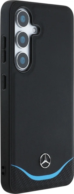 Панель Mercedes Leather Contrasted Blue Horizontal Curve MagSafe для Samsung Galaxy S25 Black (3666339423940) - зображення 4