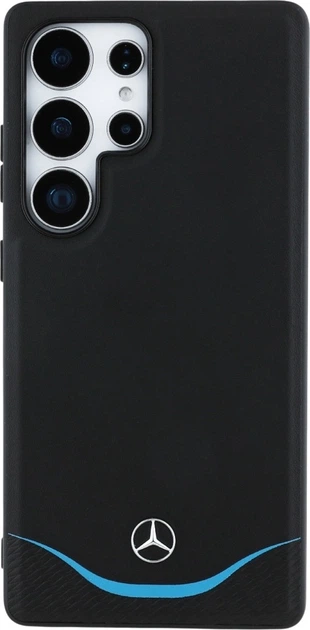 Панель Mercedes Leather Contrasted Blue Horizontal Curve MagSafe для Samsung Galaxy S25 Ultra Black (3666339423964) - зображення 3