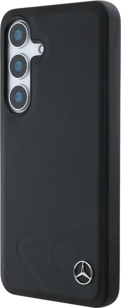 Панель Mercedes Leather Horizontal Debossed Curves MagSafe для Samsung Galaxy S25 Black (3666339424008) - зображення 2