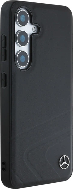 Панель Mercedes Leather Horizontal Debossed Curves MagSafe для Samsung Galaxy S25 Black (3666339424008) - зображення 4