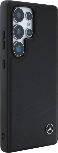 Панель Mercedes Leather Horizontal Debossed Curves MagSafe для Samsung Galaxy S25 Ultra Black (3666339424022) - зображення 4