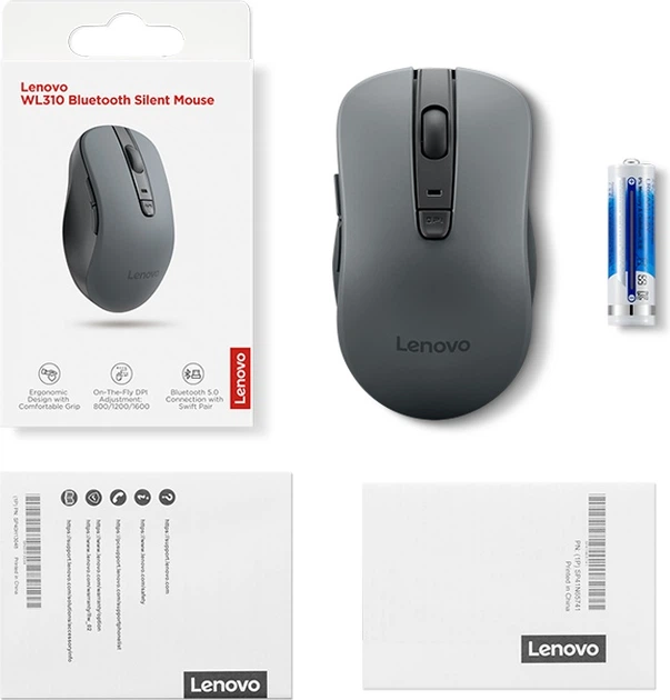 Миша Lenovo WL310 Silent Mouse Bluetooth Grey (GY51Q65621) - зображення 7