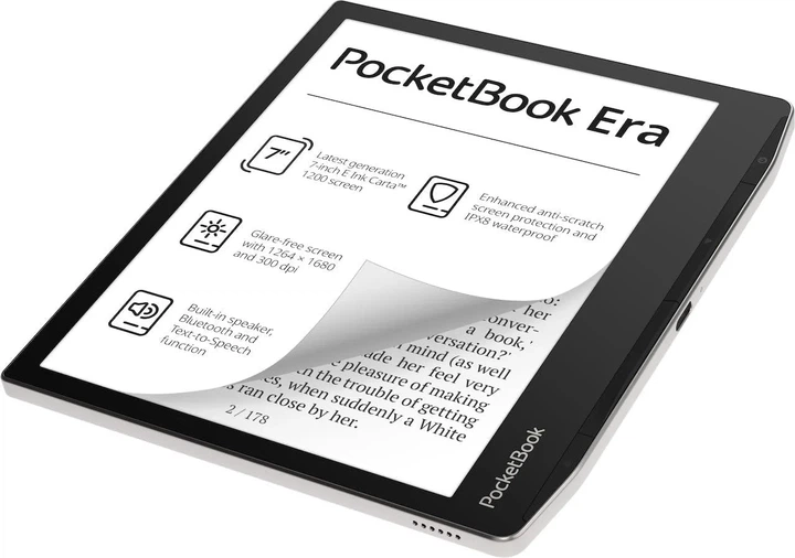 Электронная книга 7" PocketBook Era PB700 / 16ГБ / Linux / Wi-Fi / Bluetooth / Сенсорный E-Ink Carta экран (1680 × 1264) / Настраиваемая яркость / Влагозащищенность IPX8 / Динамики / До 4 недель работы от батареи / Серый b3 - изображение 5