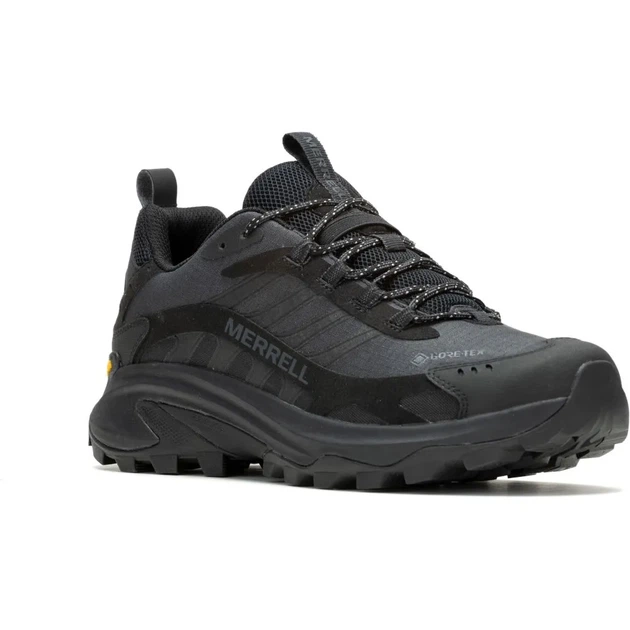 Трекинговые кроссовки мужские для гор с мембраной Gore Tex водонепроницаемая обувь для туризма путешествий города подошва Vibram защитный каблук и носок Merrell Moab Speed 2 GTX Mns black 49 (100083551) - изображение 2