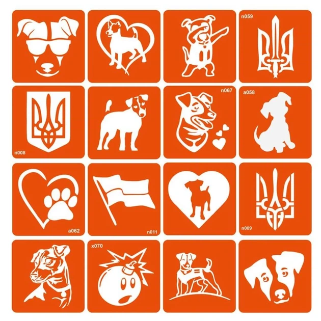 Набір трафаретів для біо-тату "Пес Патрон" pes-patron-16 - Фото 1 Набір трафаретів для біо-тату "Пес Патрон" pes-patron-16 - изображение 1