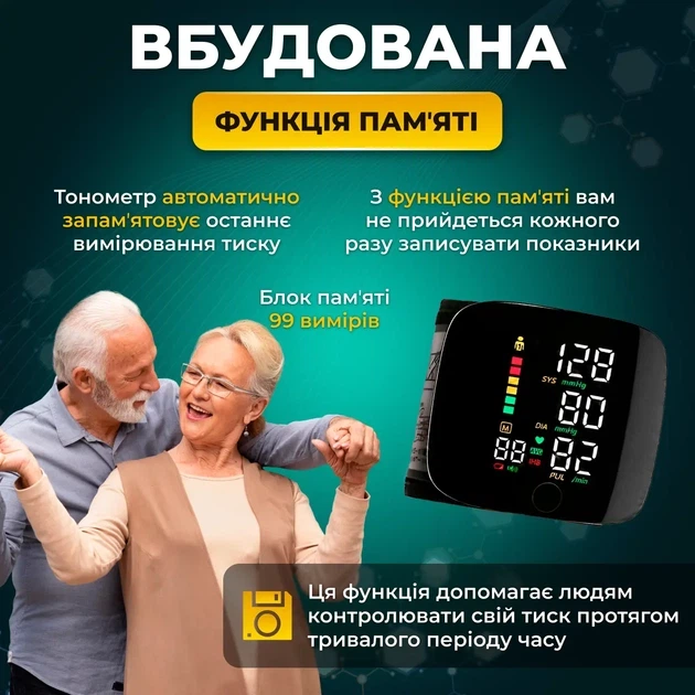 Автоматический тонометр на запястье A01 LED с голосовым сопровождением на украинском и защитный кейс - изображение 7