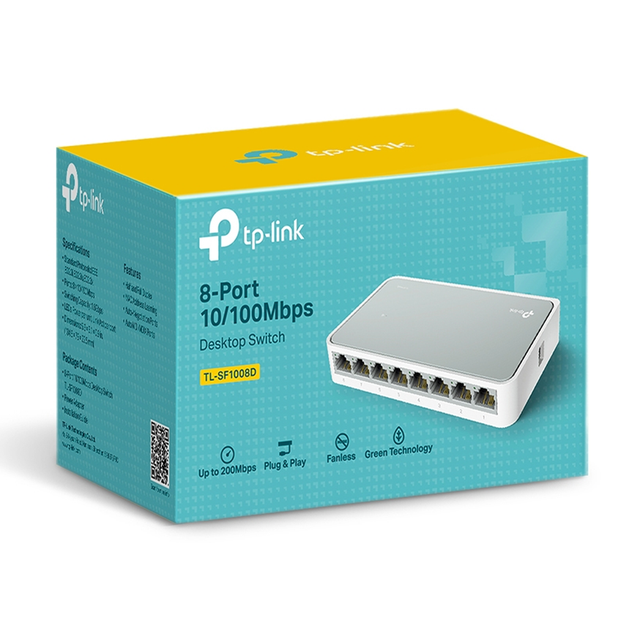 Комутатор Desktop Switch TP-Link TL-SF1008D 8 портів 10/100 Мбіт/с Fast Ethernet White - зображення 5