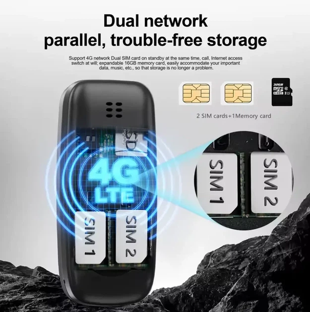 Міні-телефон SERVO BM10 з тримачем Blue - Фото 4 Міні-телефон SERVO BM10 з тримачем Blue - зображення 4