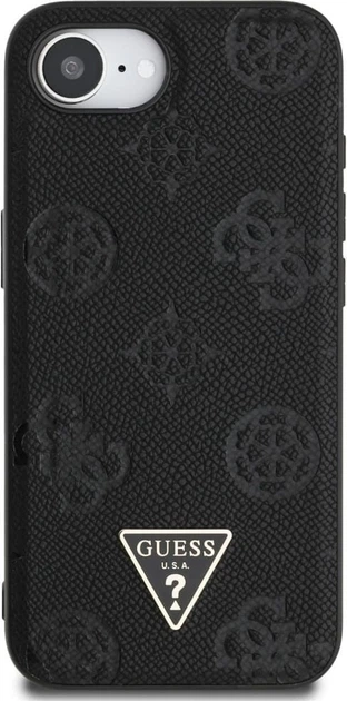 Панель Guess Grained Hot Stamp Peony Pattern Triangle Logo with MagSafe для Apple iPhone 16e Black (GUHMPSE4PGBTMK) - зображення 2