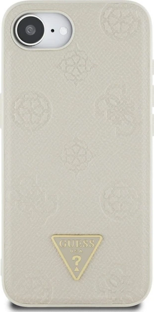 Панель Guess Grained Hot Stamp Peony Pattern Triangle Logo with MagSafe для Apple iPhone 16e Beige (GUHMPSE4PGBTME) - зображення 2
