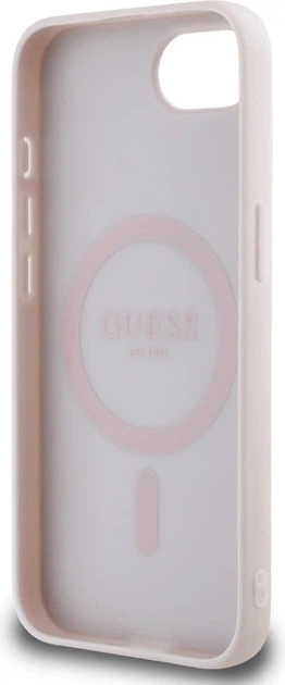 Панель Guess Grained Hot Stamp Peony Pattern Triangle Logo with MagSafe для Apple iPhone 16e Beige (GUHMPSE4PGBTME) - зображення 7