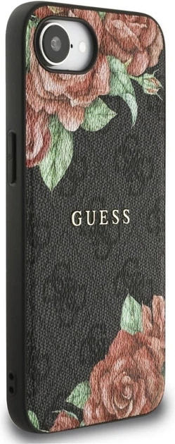 Панель Guess 4G Flowers Print with MagSafe для Apple iPhone 16e Black (GUHMPSE4P4ROPEMCK) - зображення 3