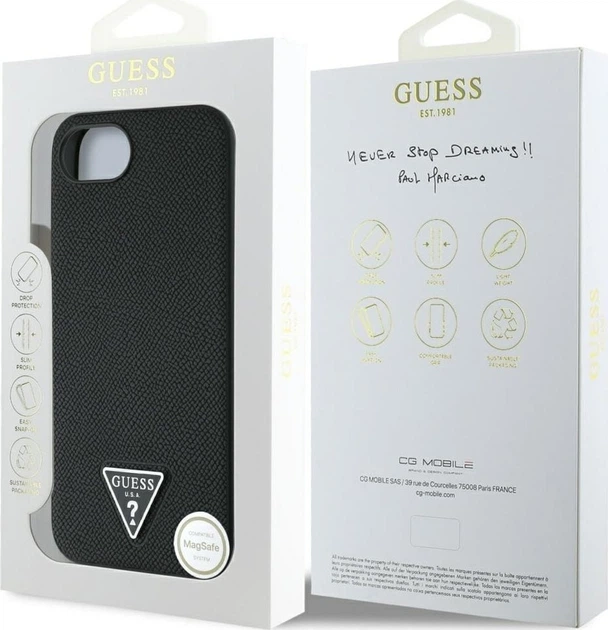 Панель Guess Grained Triangle with MagSafe для Apple iPhone 16e Black (GUHMPSE4PGTSPSK) - зображення 8