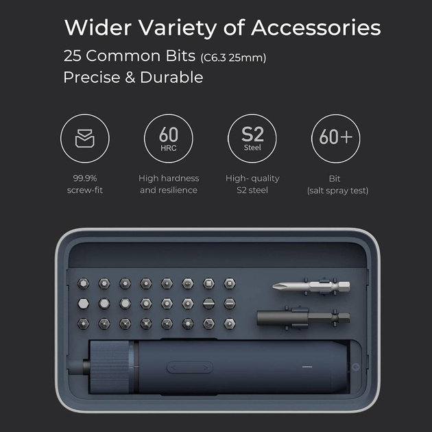 Отвёртка аккумуляторная Xiaomi HOTO 3.6V Screwdriver Kit QWLSD011 электрическая для ремонта точных работ с набором бит S2 электроотвертка с кейсом и LED-подсветкой регулировкой крутящего момента и USB Type-C - Фото 9 Отвёртка аккумуляторная Xiaomi HOTO 3.6V Screwdriver Kit QWLSD011 электрическая для ремонта точных работ с набором бит S2 электроотвертка с кейсом и LED-подсветкой регулировкой крутящего момента и USB Type-C - изображение 9