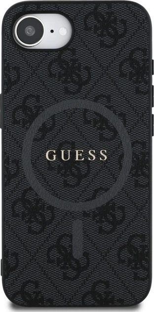 Панель Guess 4G Collection Leather Metal Logo with MagSafe для Apple iPhone 16e Black (GUHMPSE4G4GFRK) - зображення 2