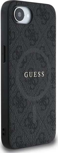 Панель Guess 4G Collection Leather Metal Logo with MagSafe для Apple iPhone 16e Black (GUHMPSE4G4GFRK) - зображення 3