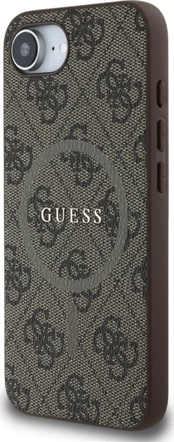 Панель Guess 4G Collection Leather Metal Logo with MagSafe для Apple iPhone 16e Brown (GUHMPSE4G4GFRW) - зображення 4