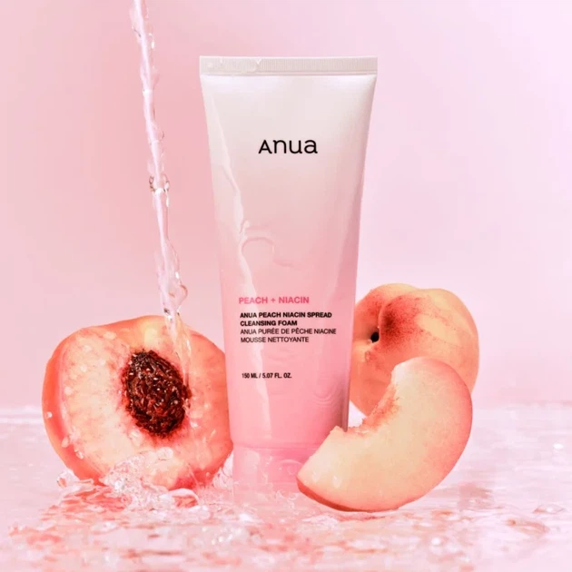 Очищувальна пінка з персиком та ніацинамідом ANUA PEACH NIACIN SPREAD CLEANSING FOAM 150ML - Фото 2 Очищувальна пінка з персиком та ніацинамідом ANUA PEACH NIACIN SPREAD CLEANSING FOAM 150ML - изображение 2
