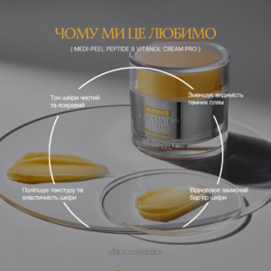 Крем із пептидами та комплексом вітанолу Medipeel Peptide 9 Vitanol Cream Pro, 50 гр - зображення 3